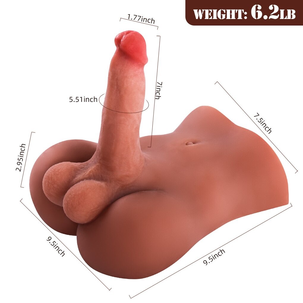 Poupées sexuelles Torse avec énorme dildo, testicules et trou anal pour hommes et femmes 2,83 kg | 6,2 lbs